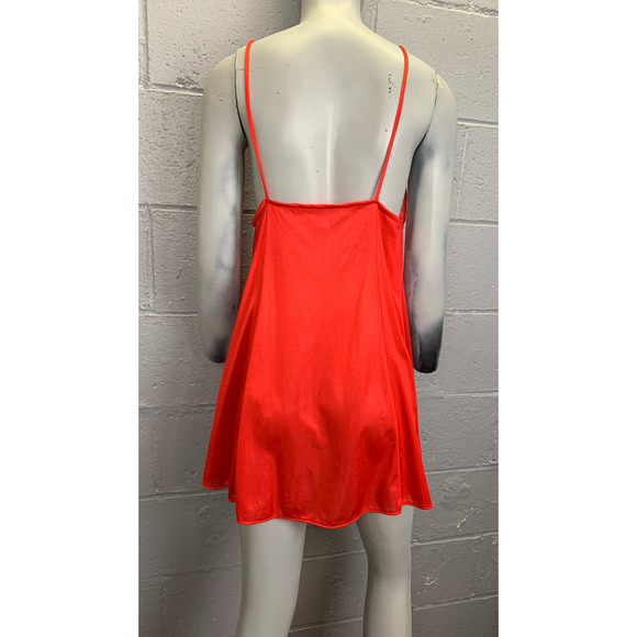 Vintage Red Nylon Baby Doll Nightgown Lace Detail Pandora Lingerie by Chic Large - Picture 5 of 8